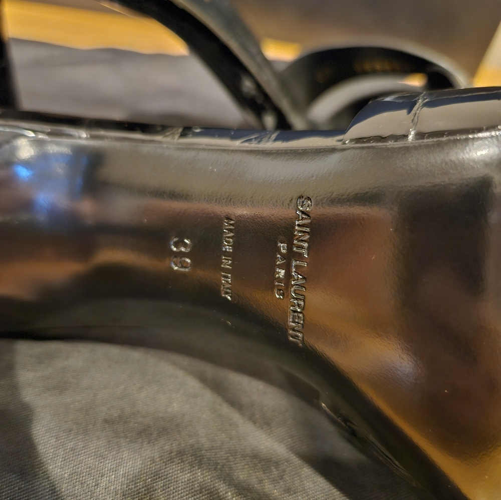 Saint Laurent Tribute Mules Black Embossed Crocodile Leather Size 39 - Picture 8 of 10